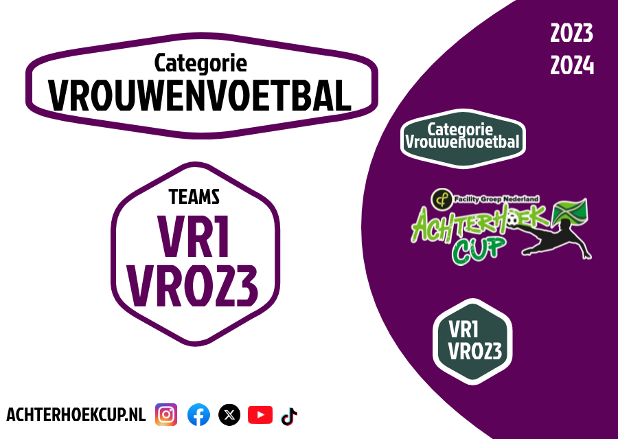 Categorie Vrouwenvoetbal: 19 teams  met 1e klassers DZC’68, AZSV, De Witkampers.