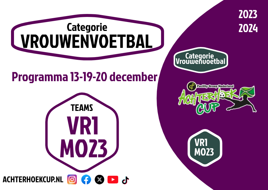 Vrouwenvoetbal Programma 13-19-20 december: Herkansing-/2e Ronde met 7 wedstrijden